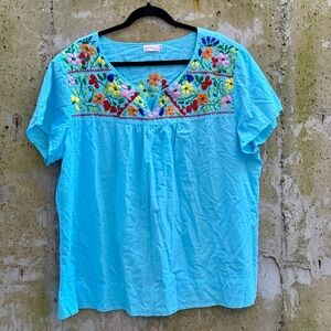 Vibrant Floral Embroidered Women's Blouse